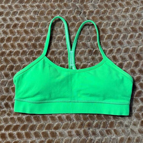Lululemon Flow Y Sports Bra IV Frond Green Light Support Run Luon Mesh Coolmax 4 - Picture 2 of 10